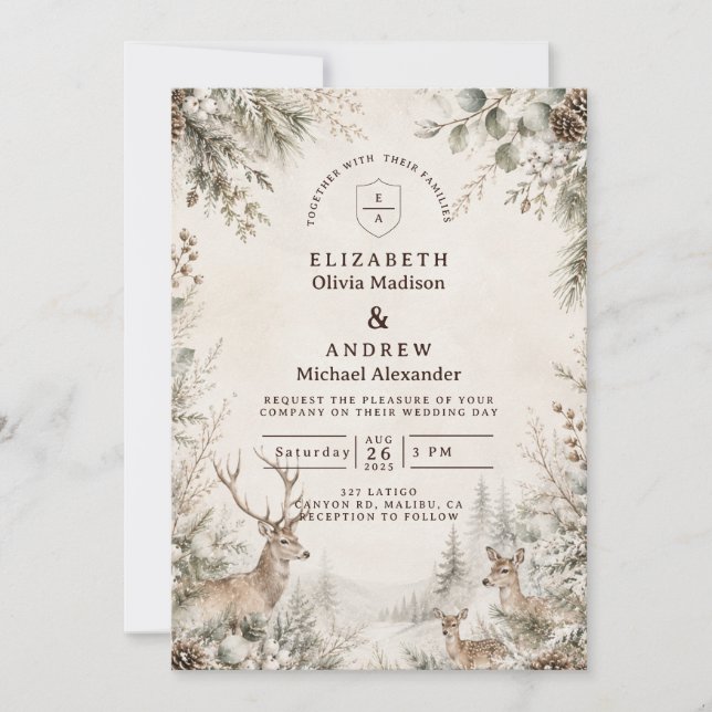 Invitación Boda rústica invernal sin tiempo (Anverso)