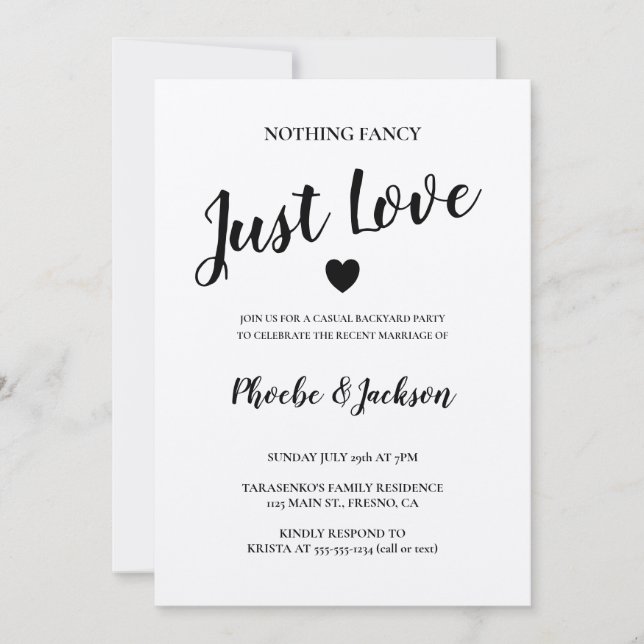 Invitación Boda Rústica Kraft Elopement Fiesta Casual (Anverso)