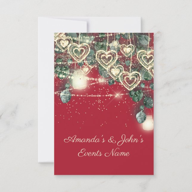 Invitación Boda Rústica Madera Oro Rojo Aniversario (Reverso)