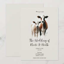 Boda Rústica Mínima Acuarela Vacas