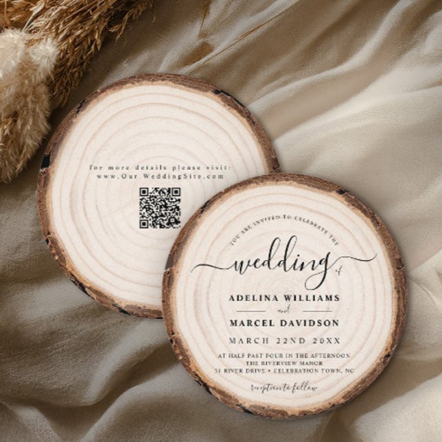 Invitación Boda rústica moderna de madera elegante y natural (Subido por el creador)