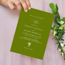 Invitación Boda rústica moderna en verde oliva brillante