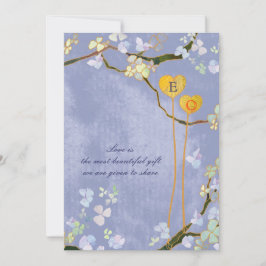 Invitación Boda rústica monocromática de campo azul