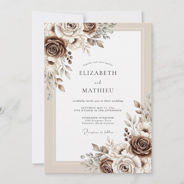 Invitación Boda Rústica Muted Beige (Anverso)