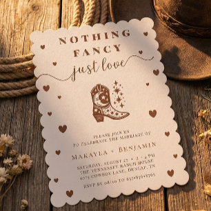 Invitación Boda Rústica Occidental Sin Adornos Solo Amor