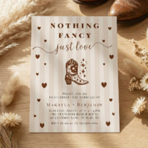 Invitación Boda Rústica Occidental Sin Adornos Solo Amor