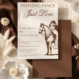 Invitación Boda Rústica Occidental Sin Adornos Solo Amor
