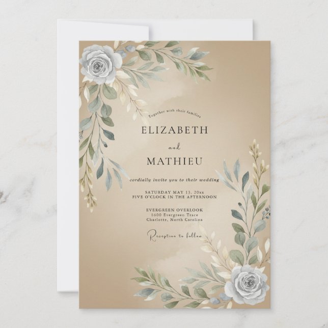 Invitación Boda Rústica Orgánica de Arena (Anverso)