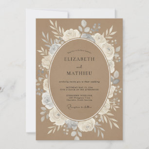 Invitación Boda Rústica Orgánica Marrón Camello
