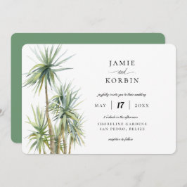 Invitación Boda Rústica Palm Tropical Beach