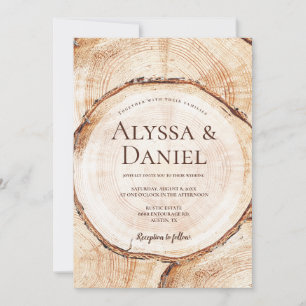 Invitación Boda rústica personalizada de corteza de árbol de