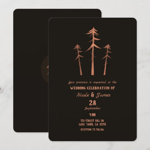 Invitación Boda Rústica Pinos Altos Bronce Cobre