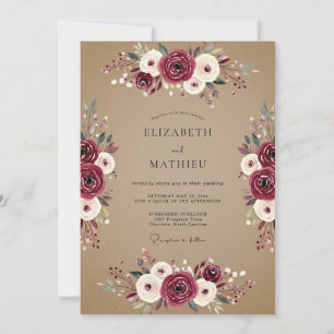 Invitación Boda rústica pintoresca de Borgoña