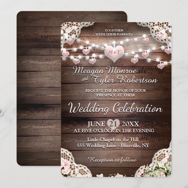 Invitación Boda rústica por campo (Anverso / Reverso)