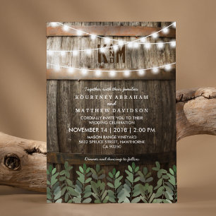 Invitación Boda rústica por campo   Hojas verdes