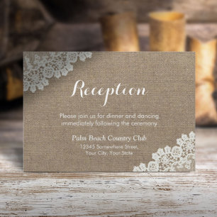 Invitación Boda Rústica Recepción de Arpillera Vintage entrel