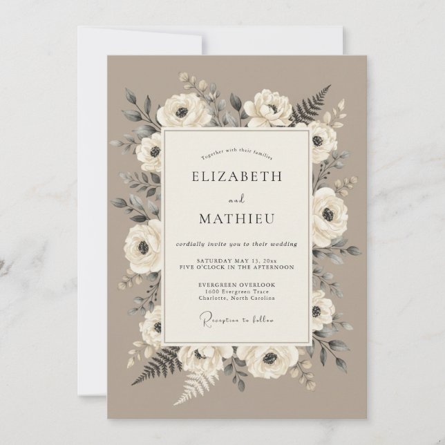 Invitación Boda Rústica Refined Taupe (Anverso)