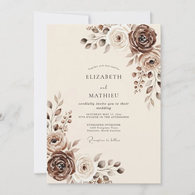 Invitación Boda rústica resplandeciente de Mocha (Anverso)