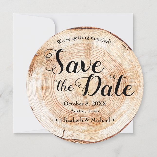 Invitación Boda Rústica Salven la foto de la fecha Wood Barn (Anverso)