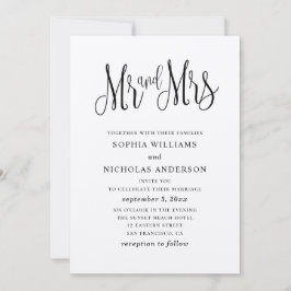 Invitación Boda rústica sencilla. Campo kraft. Señor y señora