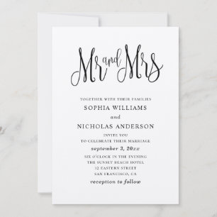 Invitación Boda rústica sencilla. Campo kraft. Señor y señora