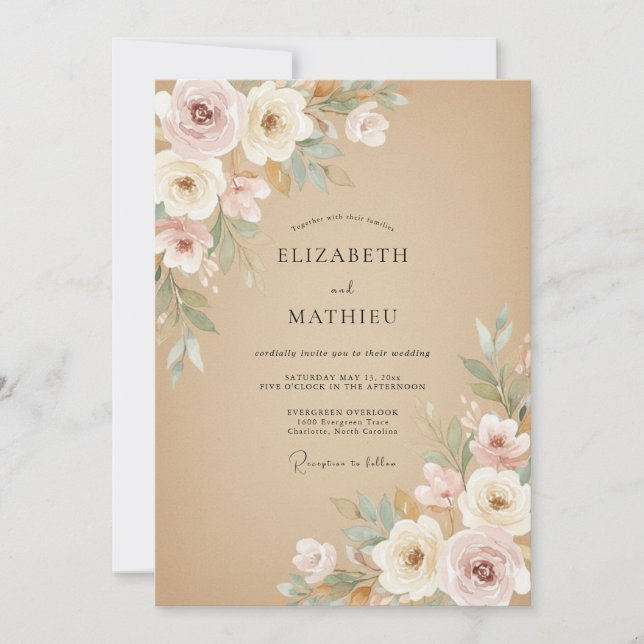 Invitación Boda Rústica Serena de Arena (Anverso)