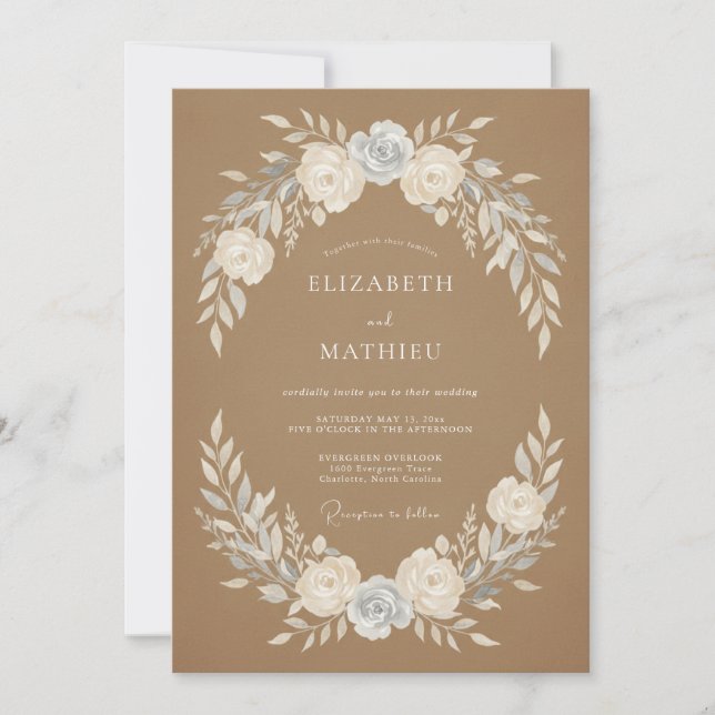 Invitación Boda Rústica Serena en Arenisca (Anverso)