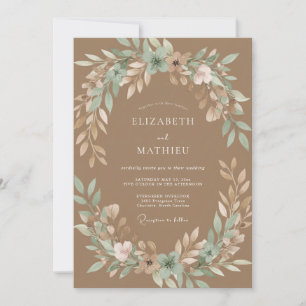 Invitación Boda Rústica Serena Marrón Camello