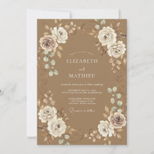 Invitación Boda Rústica Sofisticada Caqui