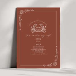 Invitación Boda Rústica Terracota Crab de Line Art