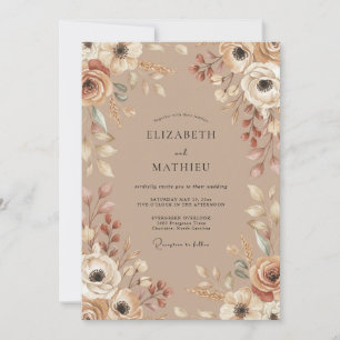 Invitación Boda Rústica Terrosa Canela