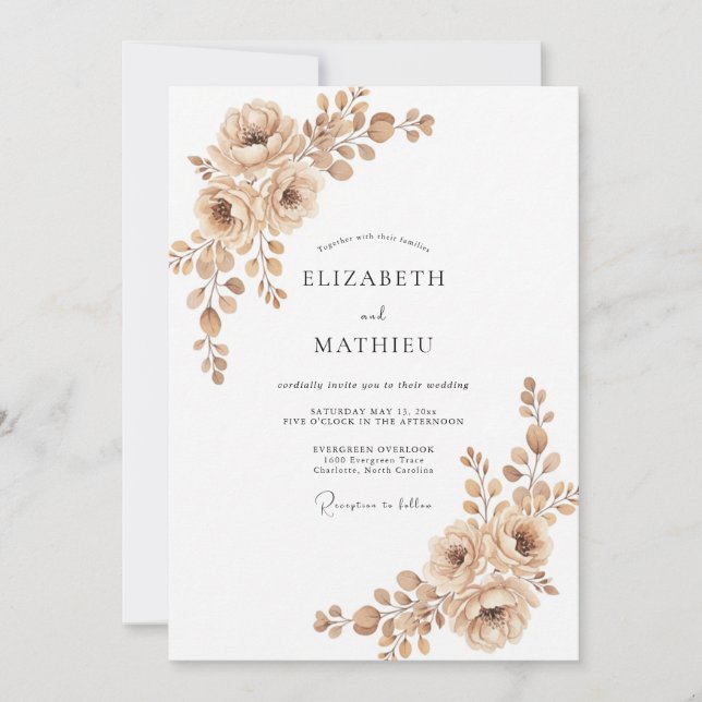 Invitación Boda Rústica Terrosa en Sepia (Anverso)