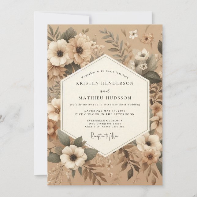 Invitación Boda Rústica Terrosa Kraft (Anverso)
