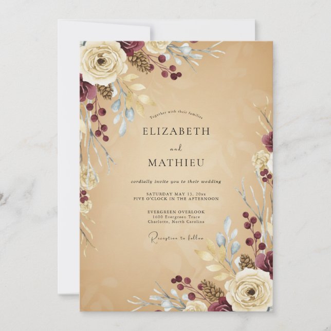 Invitación Boda Rústica Tierra de Borgoña (Anverso)