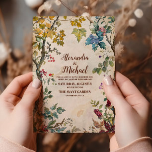 Invitación Boda Rústica Verde de Helechos del Bosque