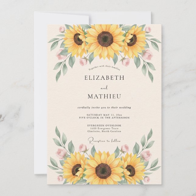 Invitación Boda Rústica Vibrante Amarilla (Anverso)