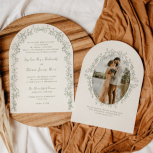 Invitación Boda Rústica Vintage con Arco de Arte Floral de Sa