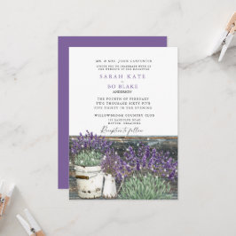 Invitación Boda Rústica Vintage Lavanda Madera e Iluminación