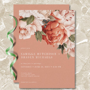 Invitación Boda Rústica Vintage y Peonies