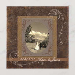 Invitación boda rústica western country steampunk