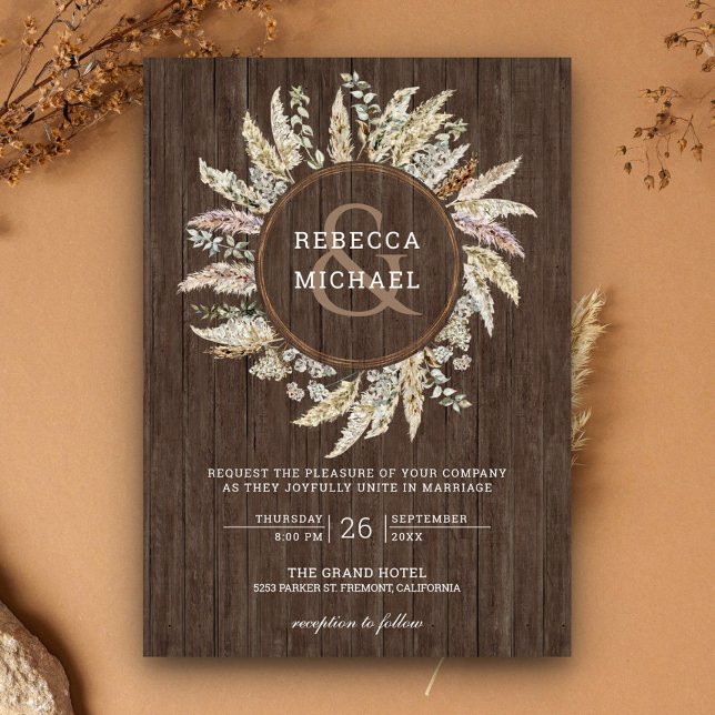 Invitación Boda Rústica Wreath Ampersand (Subido por el creador)