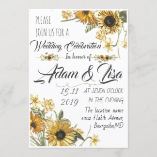 Invitación Boda rústica y elegante de girasoles amarillos