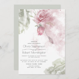 Invitación Boda | Rústicas rosas rosadas polvorientas