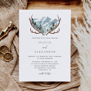 Invitación Boda Rústico Antlers Boho Mountain