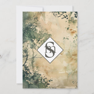 Invitación * Boda Rústico AR26 Forest Monogram QR RSVP