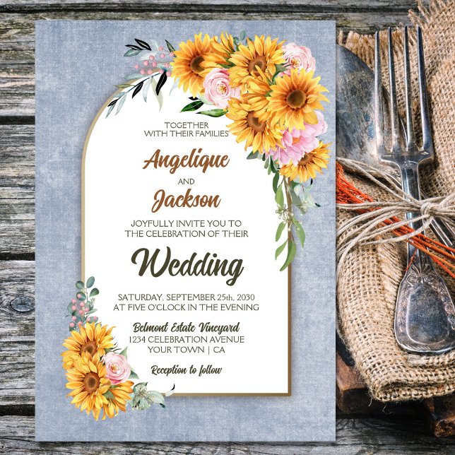 Invitación Boda Rústico Arco Gris Rosa De Giro (Subido por el creador)