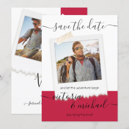 Invitación Boda Rústico Aventura Foto Guardar fecha