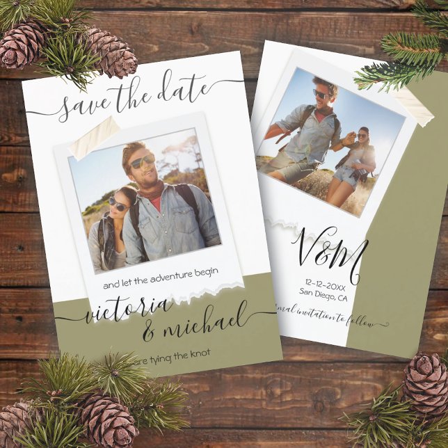 Invitación Boda Rústico Aventura Foto Guardar fecha (Subido por el creador)