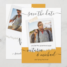 Invitación Boda Rústico Aventura Foto Guardar fecha
