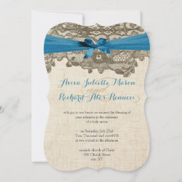 Invitación Boda Rústico Azul de encaje